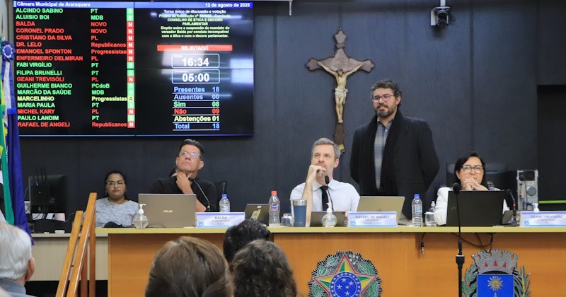Suspensão do vereador Balda é rejeitada por 9 a 8